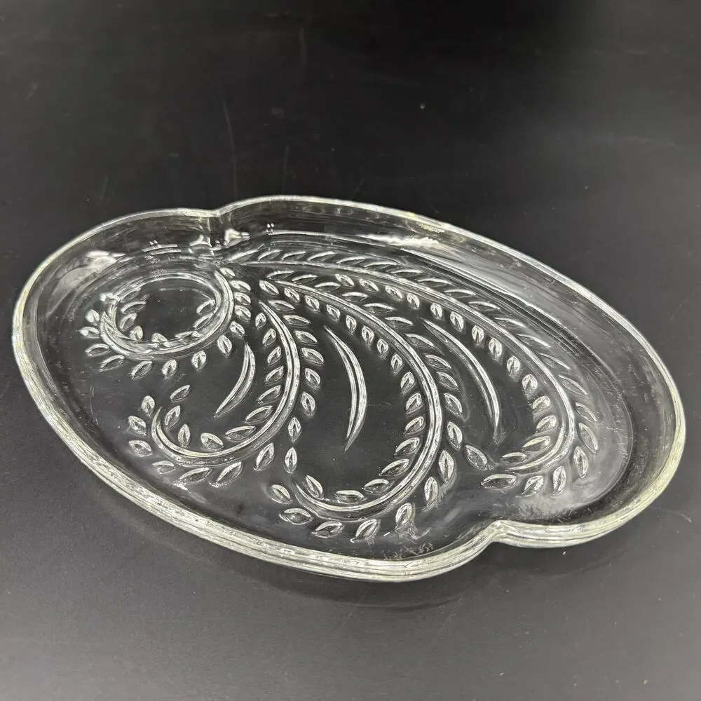 set of 4 vintage Federal Glass Homestead Snack Plates glassware serving dish